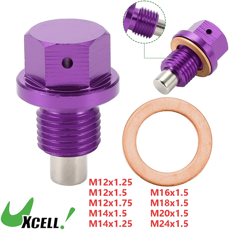 UXCELL Vehicle Engine Oil Pan Screw Car Aluminium Alloy Oil Drain Plug Sump Nut Bolt Purple 1 Set Auto Replacement Parts