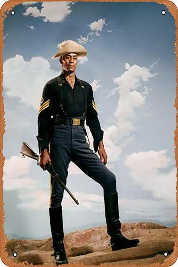 1p,Metal Tin Sign  - Le Sergent Noir SERGEANT RUTLEDGE by JohnFord with Woody Strode, 1960 (photo) - Poster Metal Plaque Cafe, B