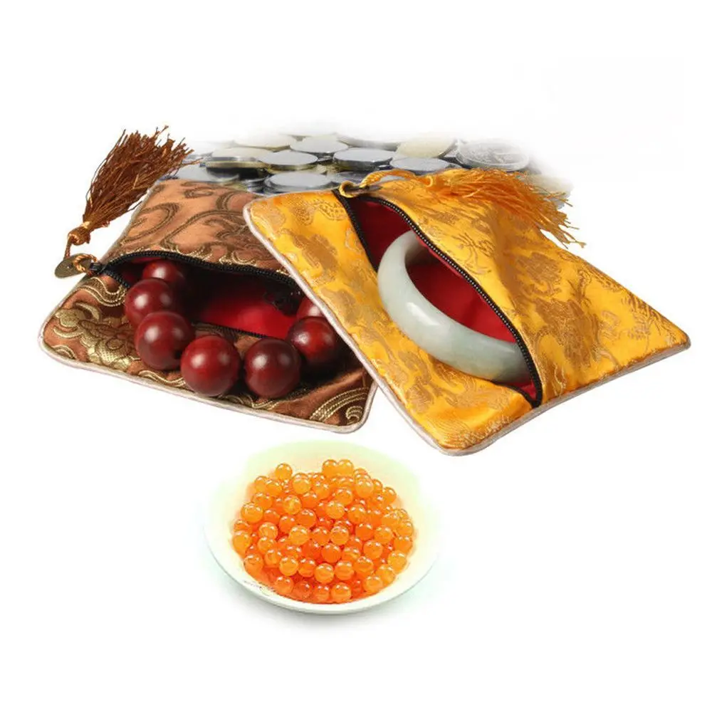 

Буддийский квартет: тканевые сумки с цветочным узором, на молнии, с кисточками, для украшений, кошельки, сумки-клатчи