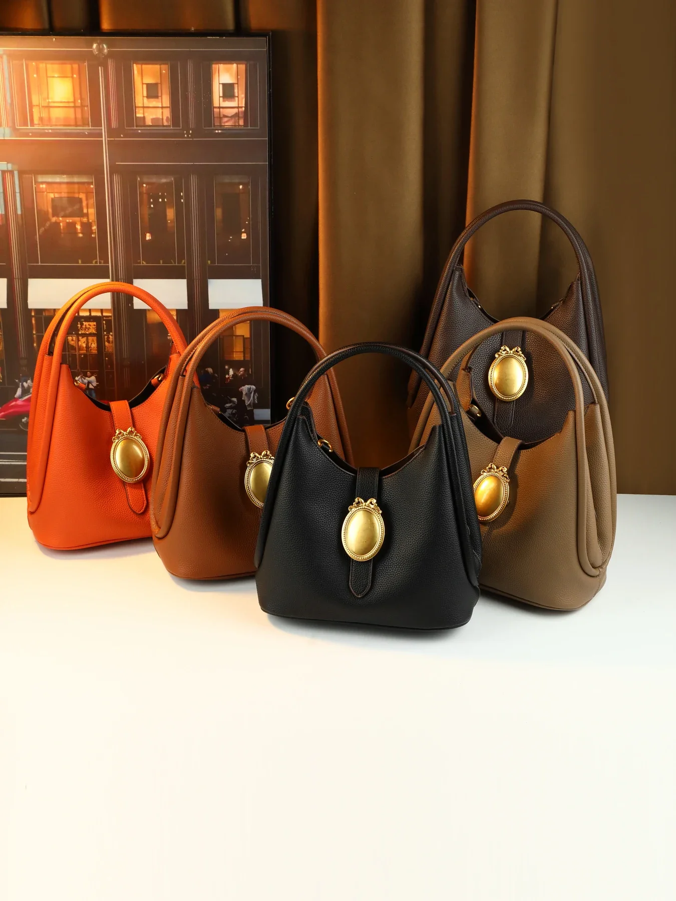 European and American retro new metal buckle design women's versatile handbag going out shoulder crossbody child and mother bag