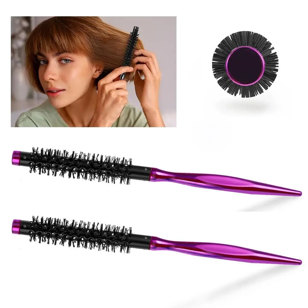 Portable Small Curling Brush with Smooth Handle Nylon Bristles Travel Round Brush Mini Quiff Roller Styling Hair Brush