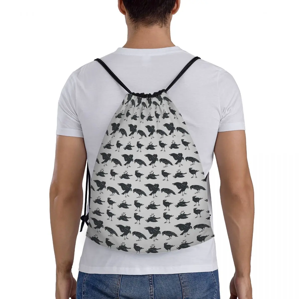

Murder Of Crows Backpacks Fashion Portable Drawstring Bundle Pocket Sports Bag Book Bags For Man Woman Students