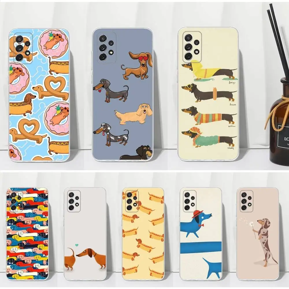 

Dachshund Sausage Dog Cute Phone Case For Samsung S30,S23,S21,S22,S20,Ultra,FE,Lite, S10,S9,S8,PIus,Transparent, Silicone Case