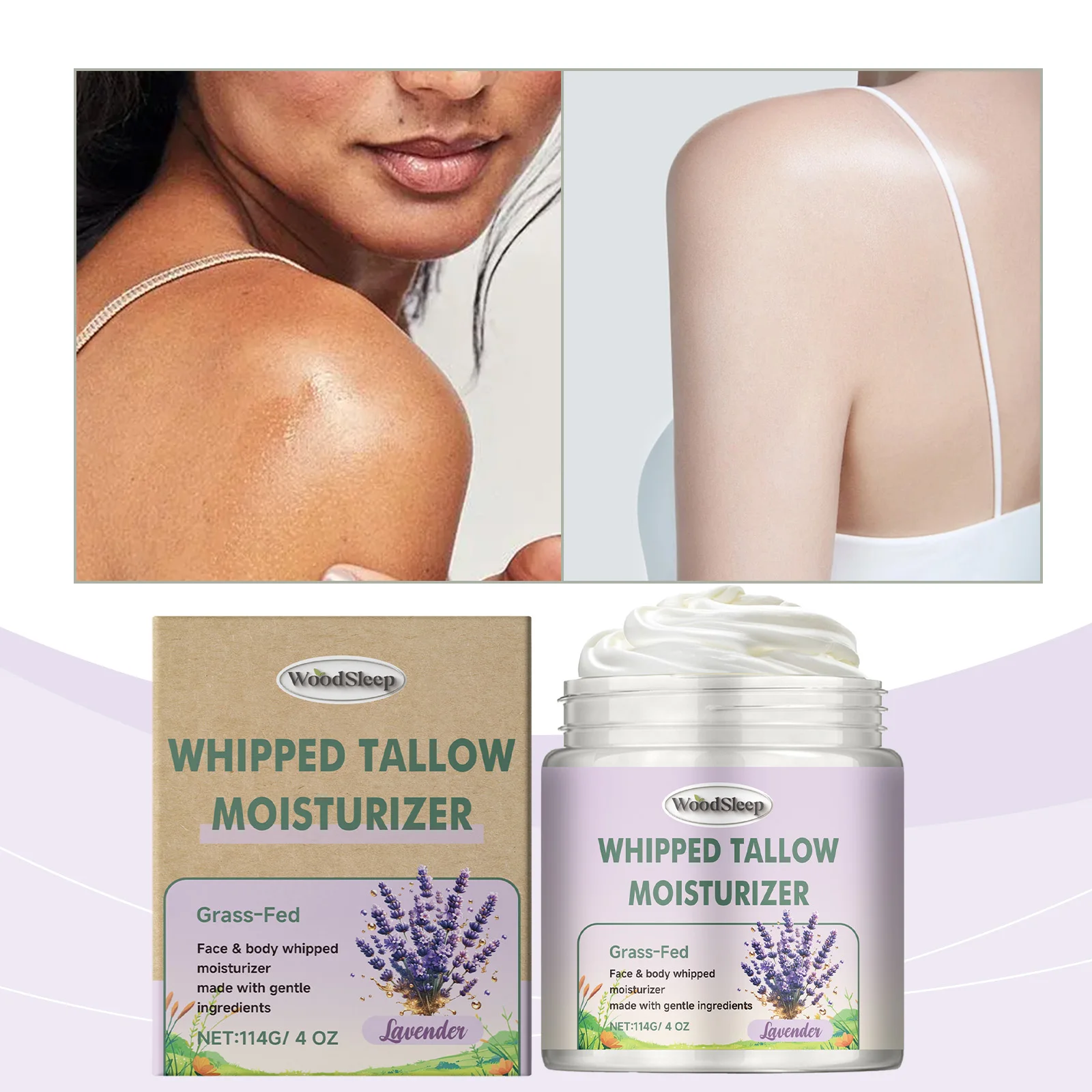 Lavender grass fed cow fat moisturizing cream deeply moisturizes and softens the skin, relieving dryness and moisturizing cream