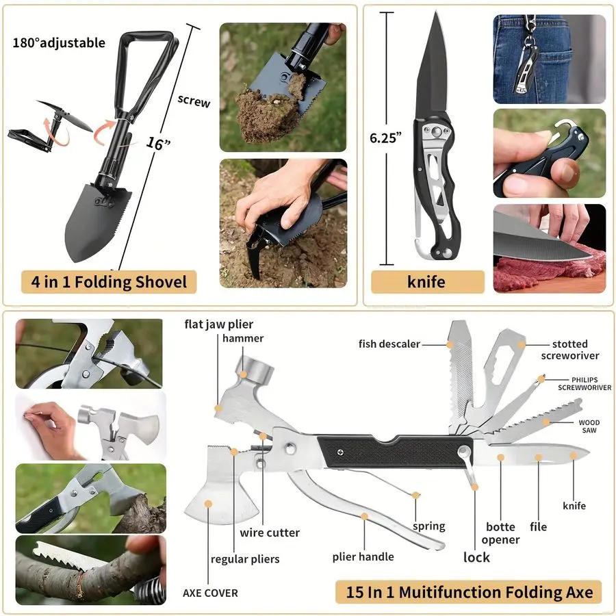 Kit, 252Pcs Survival Gear First Aid Kit with Molle System Compatible Bag and Emergency Tent, Emergency Kit for Earthquake, Outdo view 4