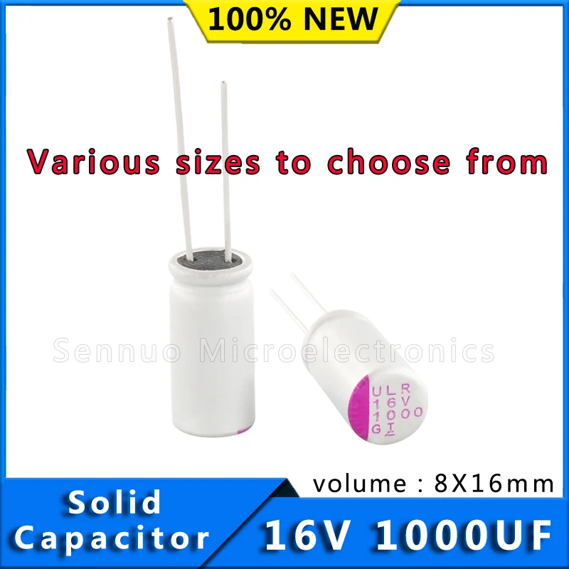 

10PCS New 1000uf 16v capacitors Motherboard Solid Capacitor psg 16V1000UF 8mmX16mm solid Aluminum shell electrolysis 105c