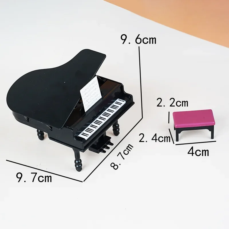 Mini piano de cola para casa de muñecas, muebles, modelo de accesorios de tiro, mini decoración de piano, simulación de piano de cola vertical, 1 ud.
