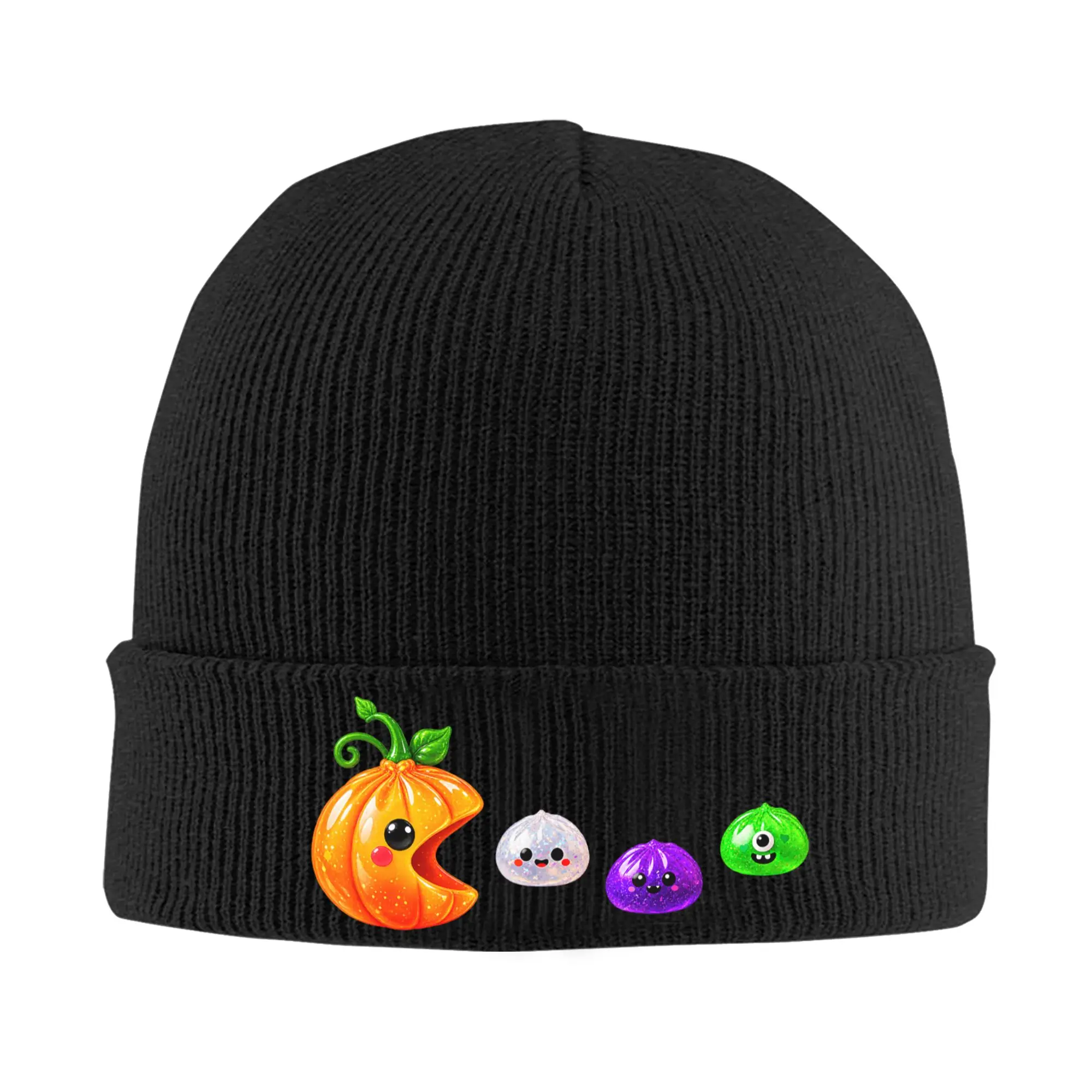 Dumpling Squishy Halloween Gamer Pumpkin Ghost Witch Zombie Beanie Hats  Bonnet Hats Unisex Adult Retro Gym Knitted Hat
