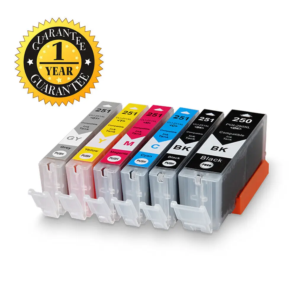 6pk PGI-250XL CLI-251XL tinta para canon pixma mg5420 mg5520 mg5620 mg6320 mx722