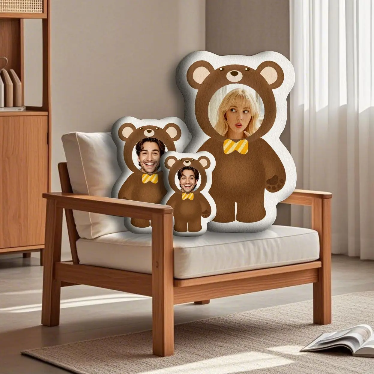 2026 New Personalized Brown Bear-Shaped Facial Plush Pillow—The Perfect Gift for Both Men and Women