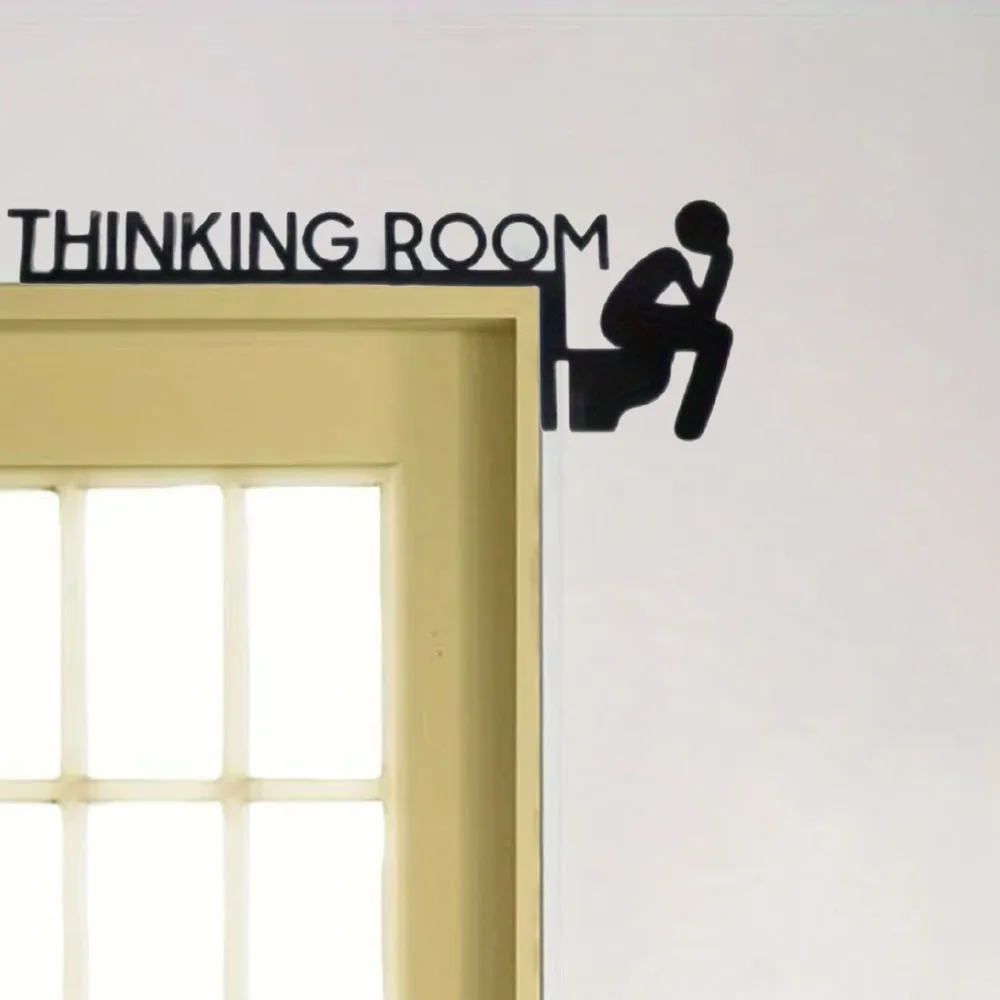 1pc Modern Metal Toilet Door Sign - Thinking Room Wall Mount Sculpture, Home Decor Artwork, Decorative Door Frame Pendant