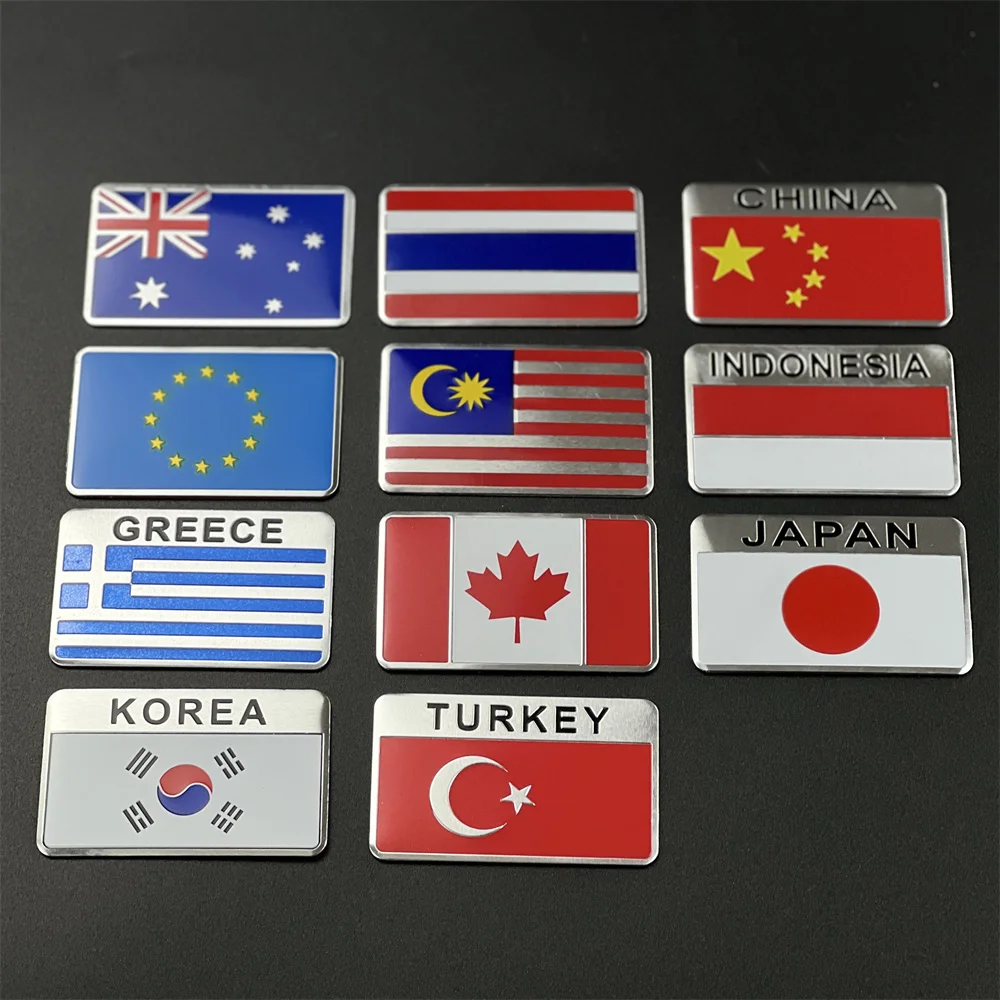 Aluminum National Flag Car Sticker For Hyundai ix35 iX45 ix20 iX25 i10 i20 i30 i40 HB20 Sonata Verna Solaris Elantra Accent