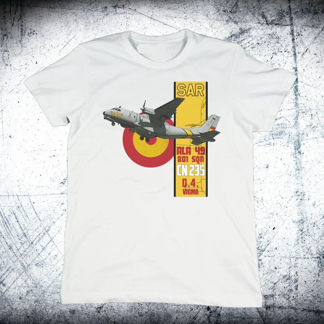 Spanish Air Force VIGMA ALA 49 801 Squadron CN-235 Transport Plane T-Shirt 100% Cotton O-Neck Short Sleeve Casual Mens T-shirt