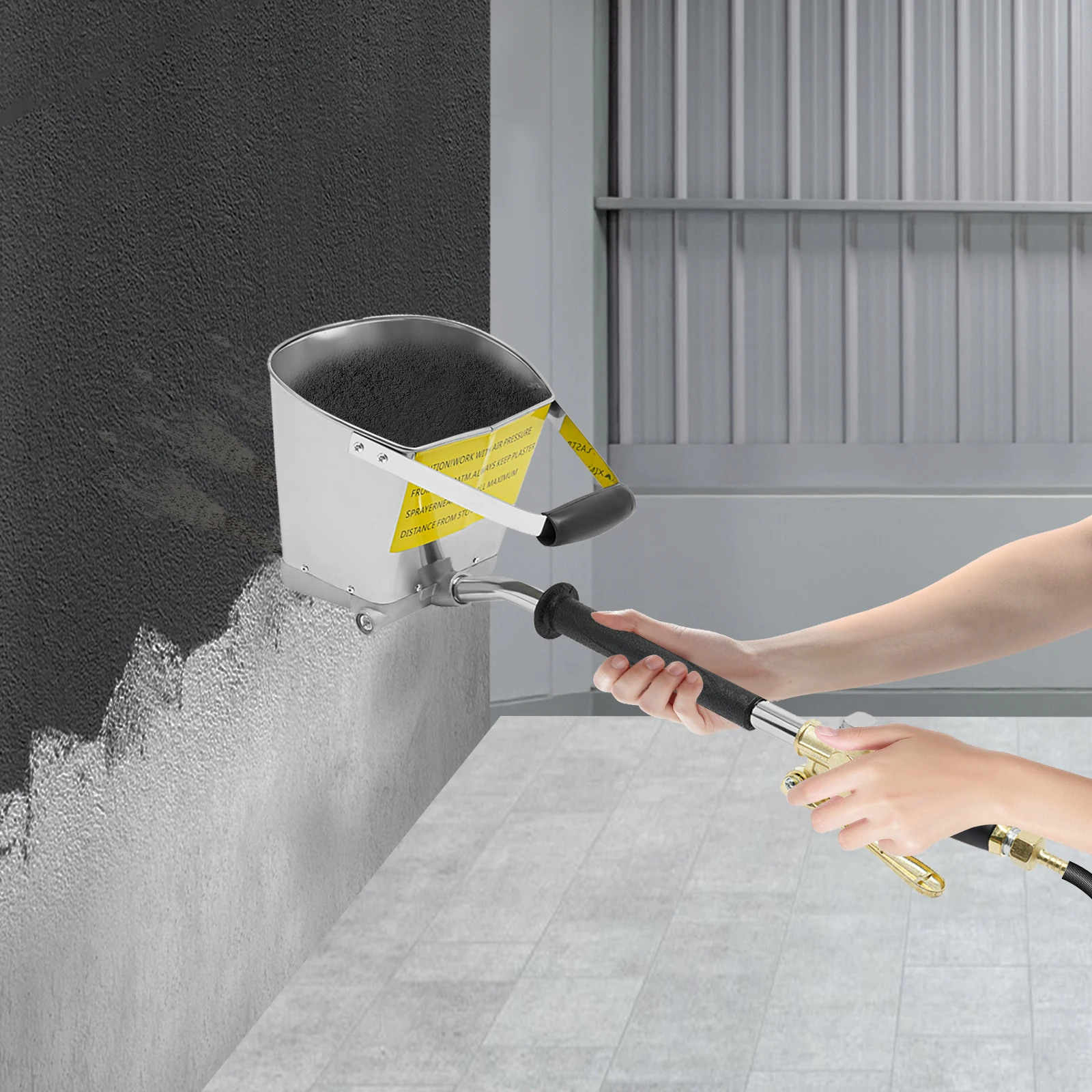 Cement Mortar Stucco Sprayer, Cement Spray Gun with 4 Jet, Wall Texture Sprayer with 3.5L Plaster