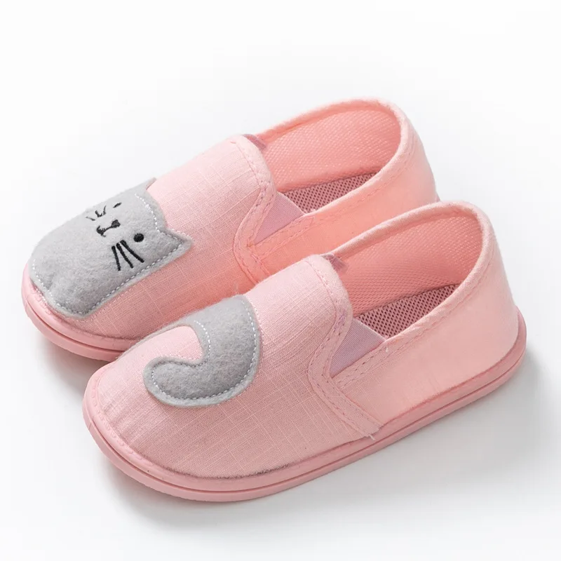 

Sweet Girls Boys Home Soft Slippers Anti Skid Children Kids Cute Cat Indoor Floor Soft Shoes Flat Footwear Zapatos Nina