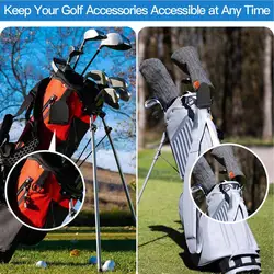 Metal Golf Bag Clip Golf Push Cart Accessories With Two Hook And Loop Straps Golf Bag Stand Attachment Golf Launch Monitor