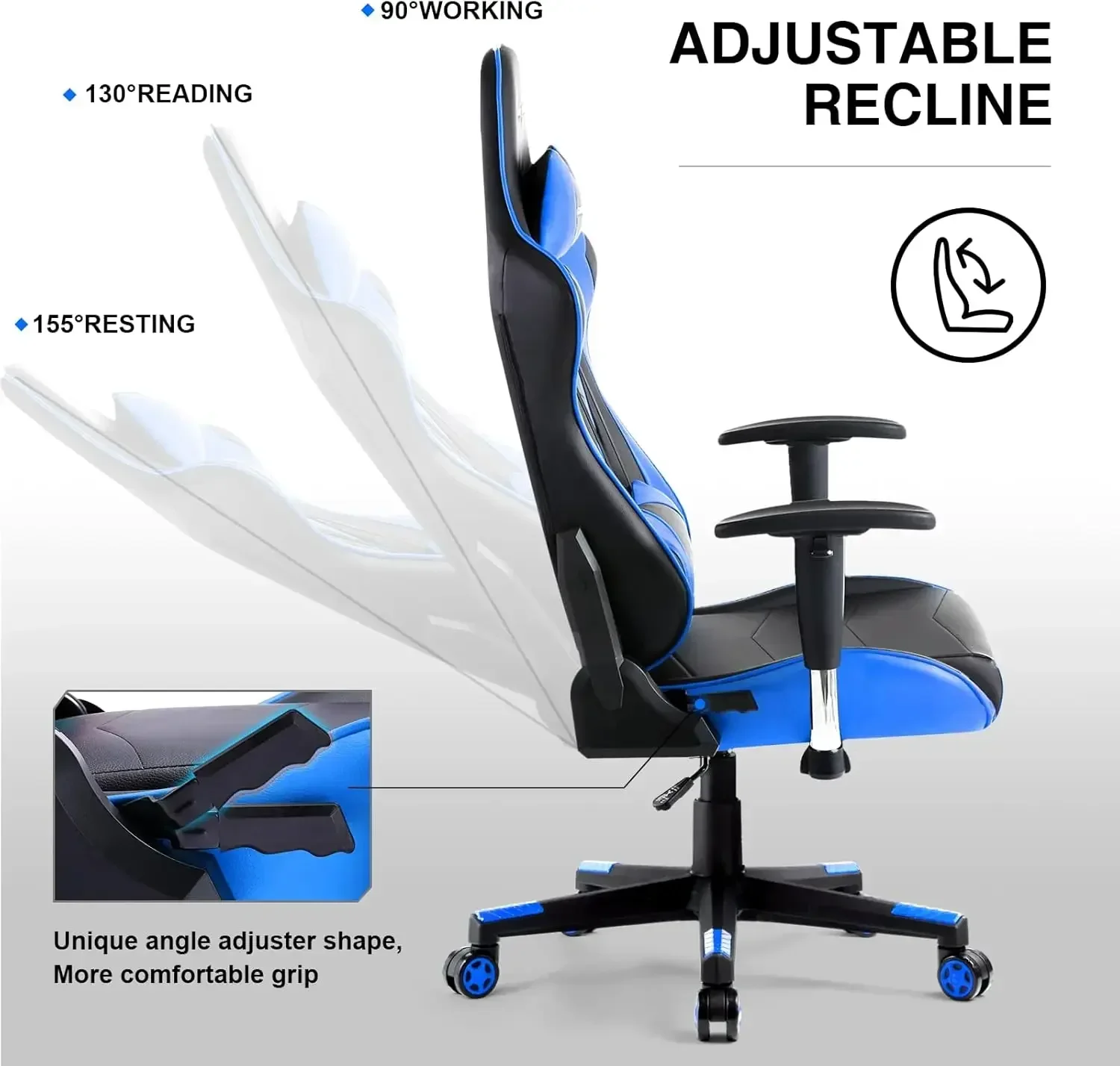 Silla ergonómica para videojuegos, ordenador de oficina de carreras, respaldo y asiento, sillón reclinable giratorio ajustable en altura