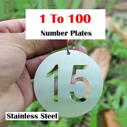 10 PCS Stainless Steel Numbers Plates Round Labels Mark Sign Classification Tags Metal Pendant Item Marker 1-100 Signs For Keys