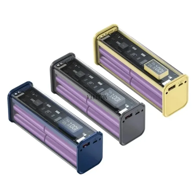 22.5W DIY Battery Charger Case Transparent PD Power Bank Storage Box For 8PCS 18650 Polymer 20000mAh Battery Fast Charging Box