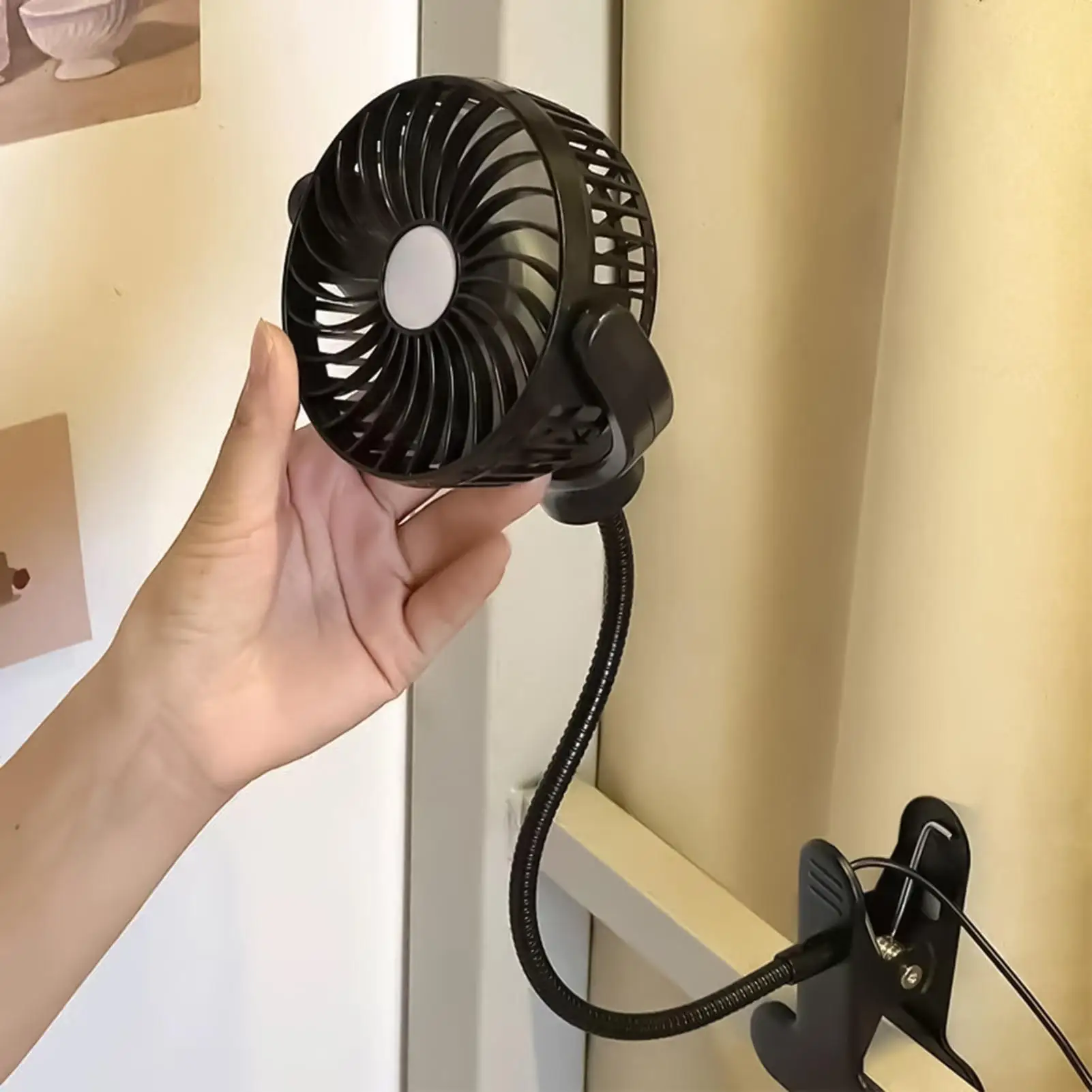 Portable Fan Clip on USB Plug in Flexible Gooseneck Summer Blower Portable Fan with Clip for Car Office Dorm Beach Vacation