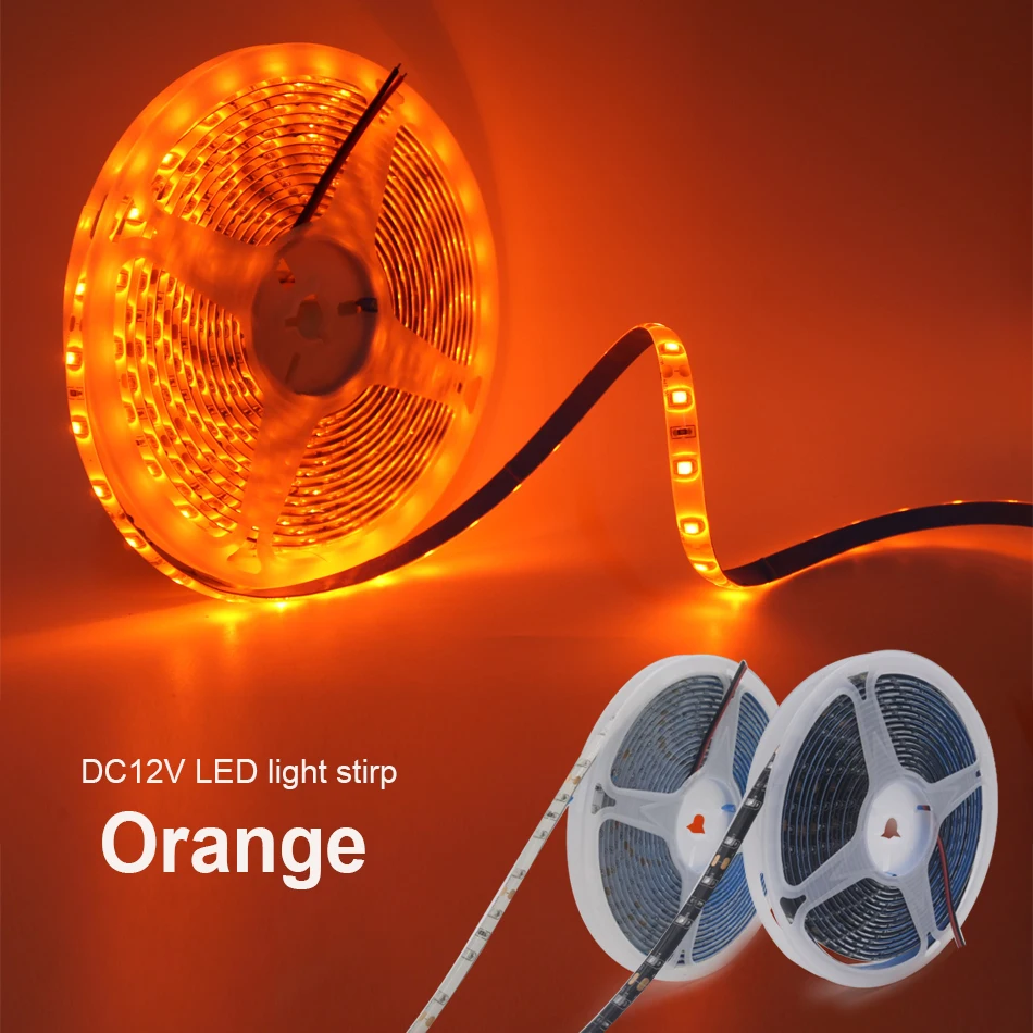 3528 Orange LED Strip Light 2835 DC12V 120LEDs/m 8mm PCB Flexible Tape Light Stirp 600LEDs Tira Home Decor Lamp Car Lamp  1m/5m