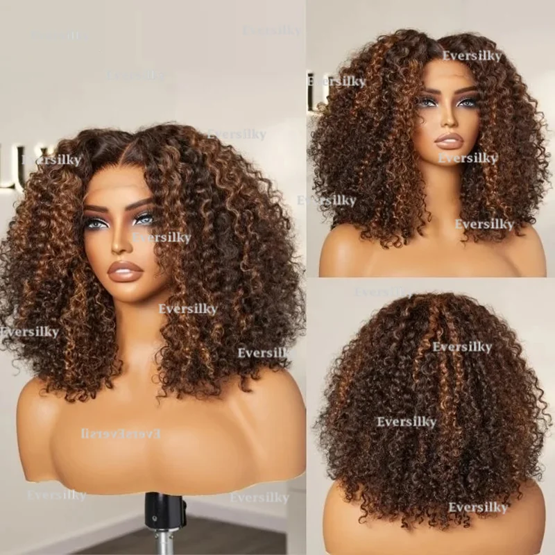 Blonde Highlights Breathable Full lace wig Pre-painted Brown Women's Long Hair wig 13 x 6 Front lace Female wig 5 x 5 close lace