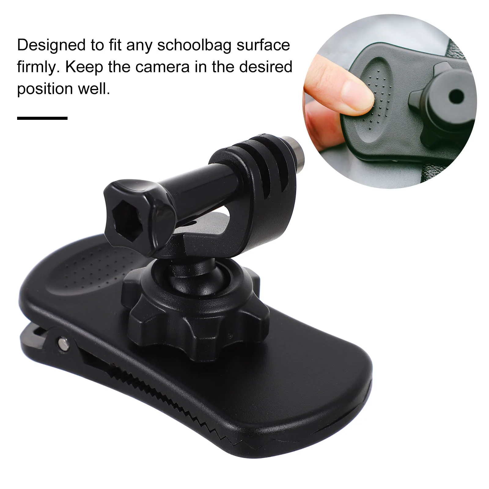 

360 Degree Rotating Camera Backpack Clip Strong Mount Camera Hiking Windshield Motorcycle Use Pov Accessories