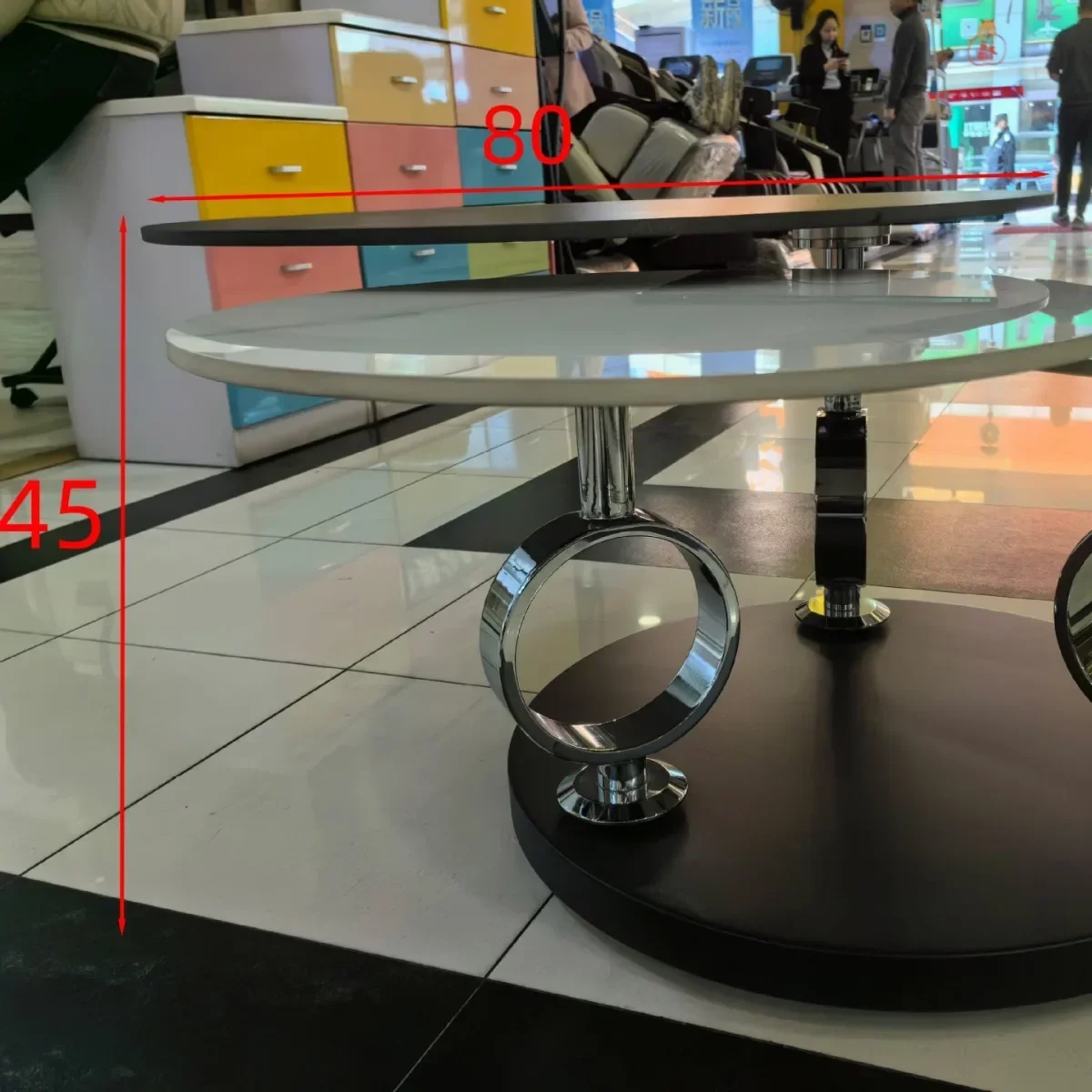 Round rotating coffee table Light luxury high and low combination Multifunctional rotating coffee table