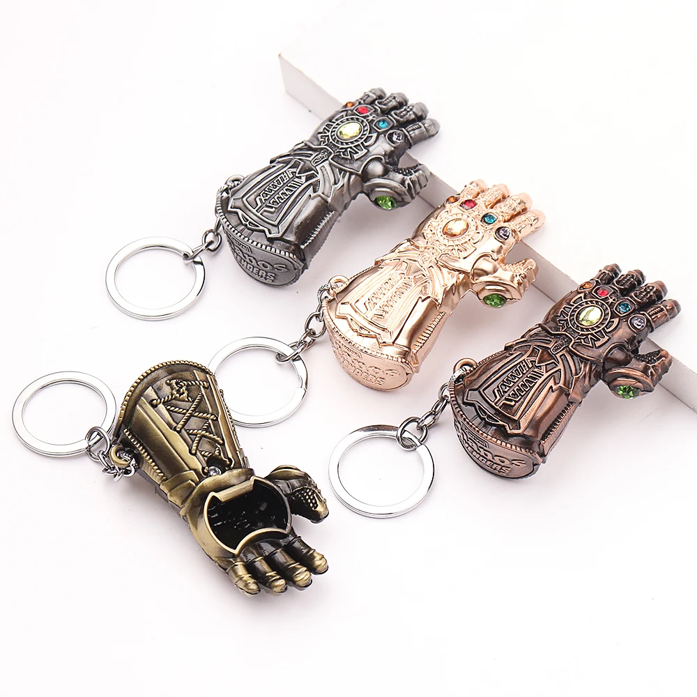 1Pcs Marvel Avengers Thanos Fist Gloves Keychain Alloy Gauntlet Thanos Figure Bottle Opener Pendant Key Ring Accessories