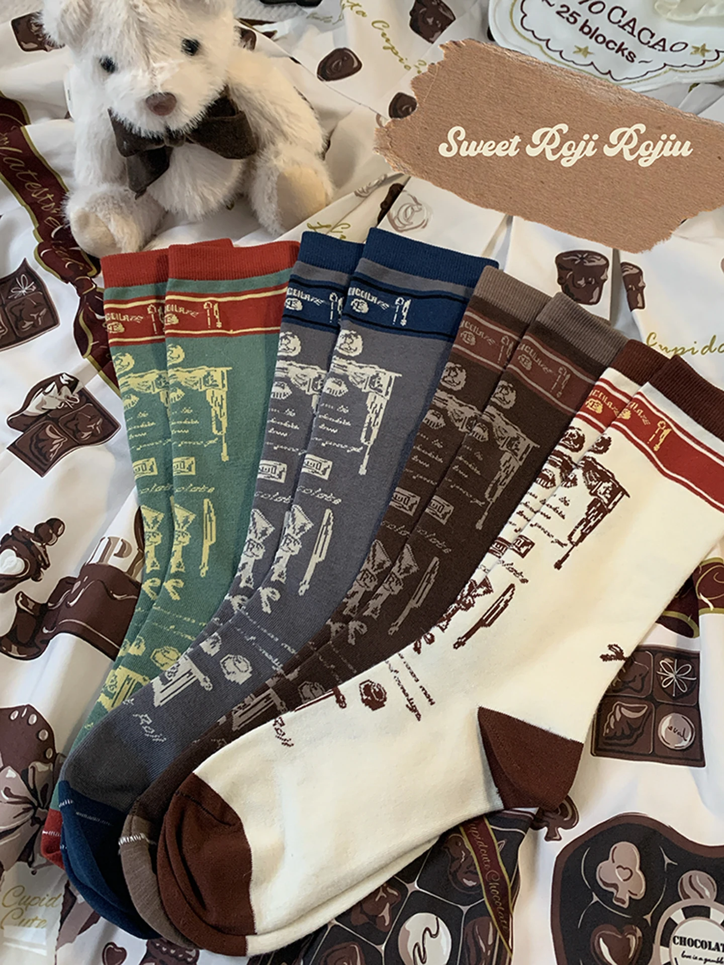 Japanese Retro Sweet Lolita Socks Women's Autumn Warm Jk Uniform Media Tube Socks Cotton Thick Skinny Leg Sockings Soft Girl