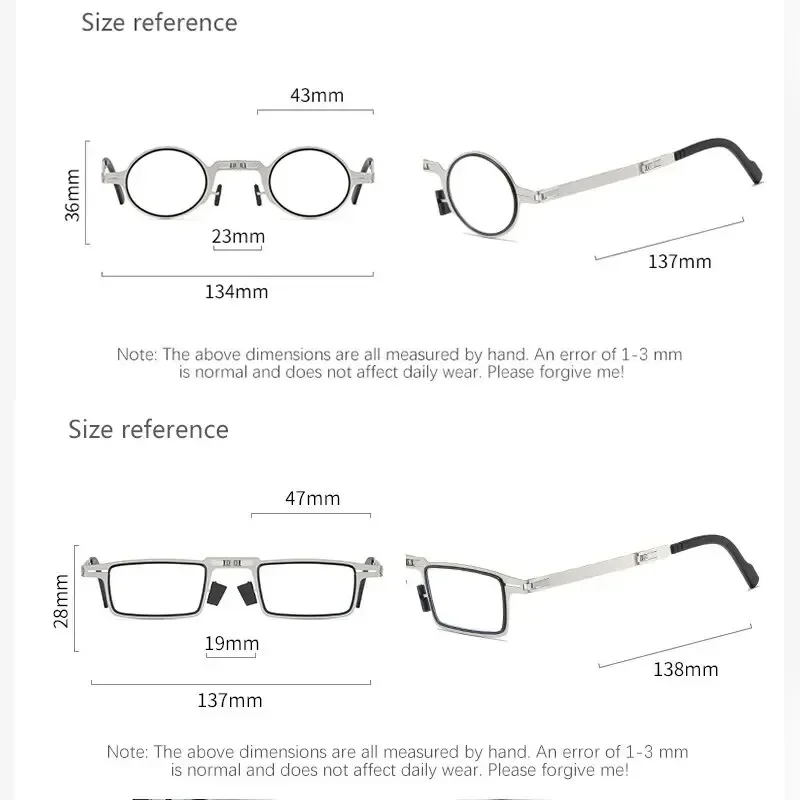 Folding Reading Glasses for Men and Women All Metal Frame Anti-blue Light Eyeglasses with Free Case Clear Eyewear Gafas - Image 6