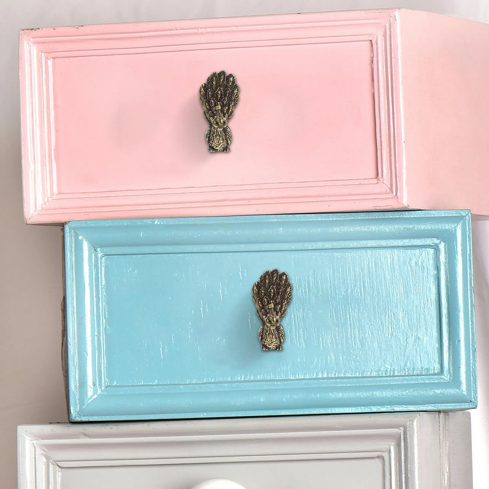 

1Set Peacock Brass Cabinet Door Handle Vintage Drawer Pull Retro Dresser Knob Decorative Furniture Hardware