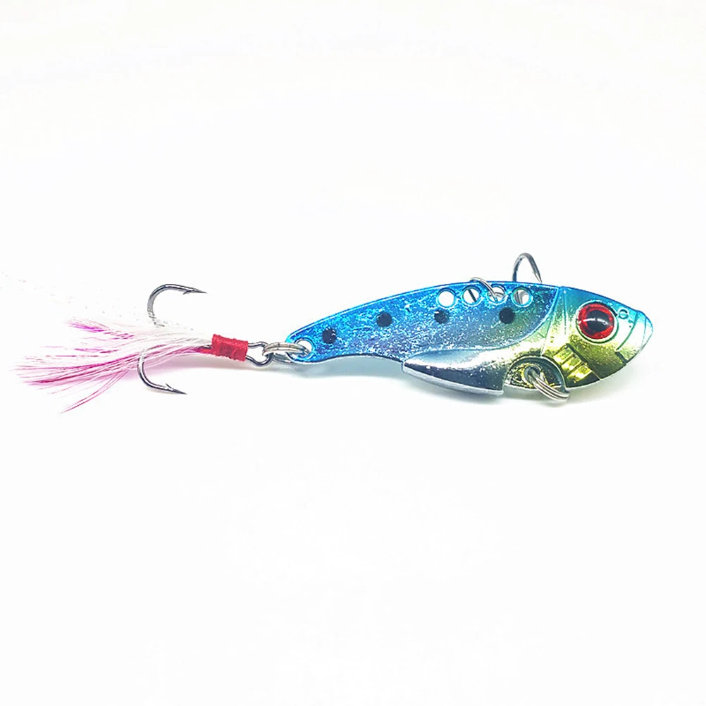 

4Pcs Lifelike Swimming Action Wobble Fish Lures 3D Eyes Fishing Bait Hard VIB Metal Tackle Hook 7G Random Color