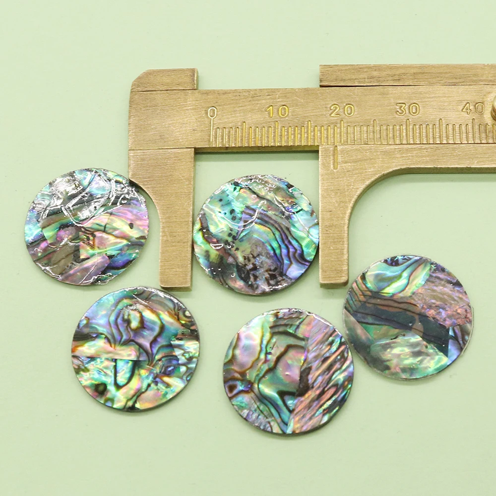 10pcs/pack Round Black-Bottom Natural Abalone Shell Hole-Free Loose Bead Suitable For DIY Fashion Ring Setting Component 19x19mm - view 3