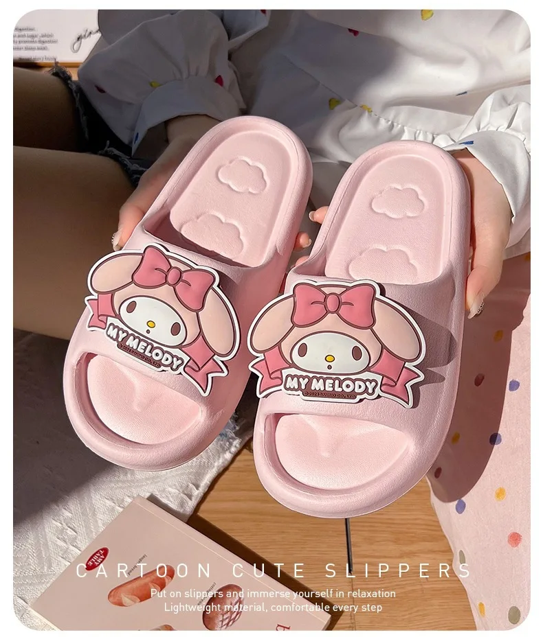 Sanrio Kuromi Cartoon Damen-Wolkenpantoffeln, Atmungsaktive Rutschfeste Innen-/Außenpantoffeln mit Niedlichem Kawaii-Design – Detail 6