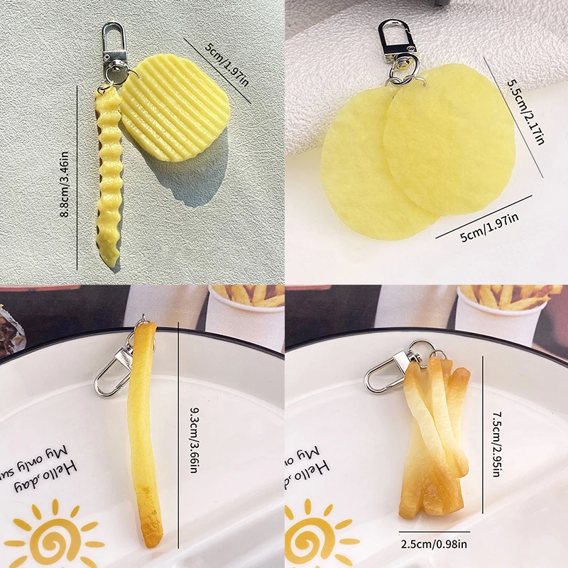 Creative Simulated Wave French Fries/Potato Chips Food Keychain Soft Silicone Toys Bag Pendant Earphone Decoration Giveway Gift