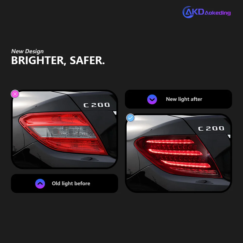 AKD Car Styling Tail Lamp for Benz W204 Tail Lights 2007-2013 Maybach Style LED DRL Turn Signal Brake Reverse Auto Accessories