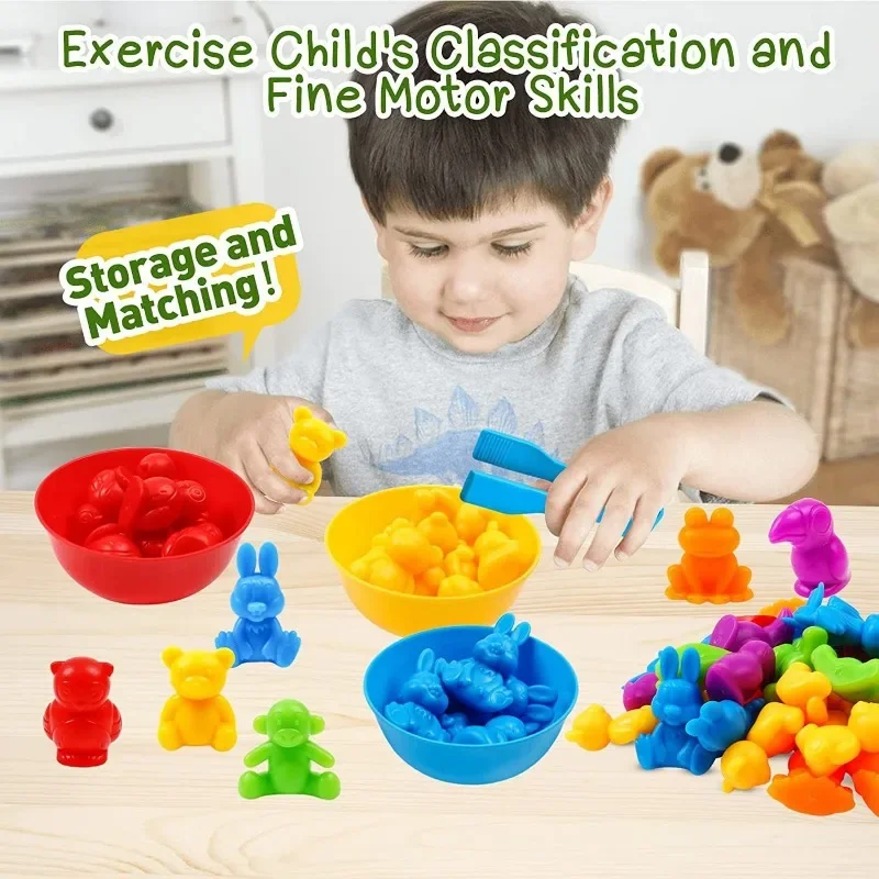 Children's Cognitive Toys Rainbow Counting Soft Rubber Early Education Montessori Enlightenment Mathematics Bucket Teaching Aids