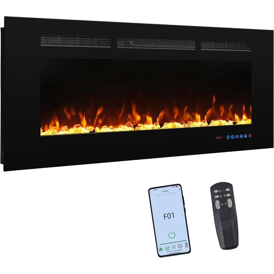 

40 Электрических каминов с Wi-Fi и управлением через приложение для дома, гостиной, регулируемые настройки цвета пламени и яркости, реалистичный L