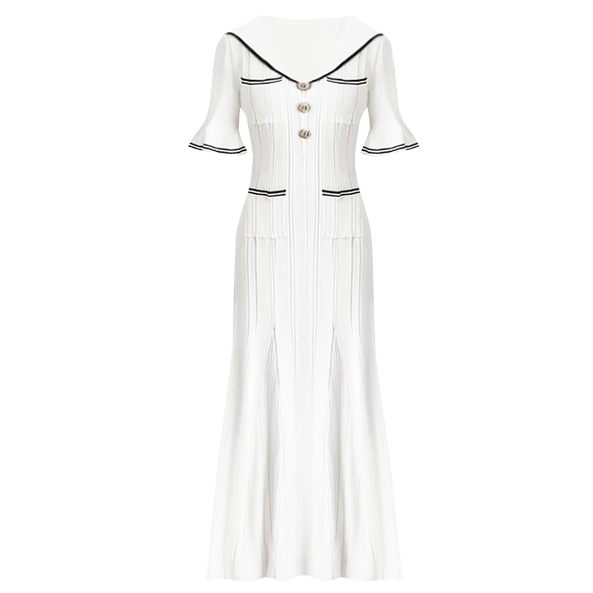 

Высокое качество, весенне-летнее новое модное темпераментное женское вязаное платье на пуговицах с лацканами, облегающее платье с короткими рукавами