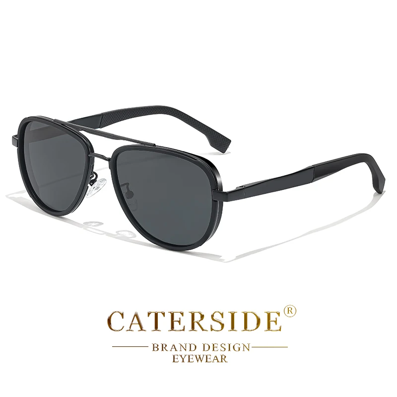 CATERSIDE Retro Polarisierte Piloten-Sonnenbrille für Herren, Metallrahmen, Federscharnier, Markendesigner-Sonnenbrille für Damen, zum Fahren, Angeln – Detail 9
