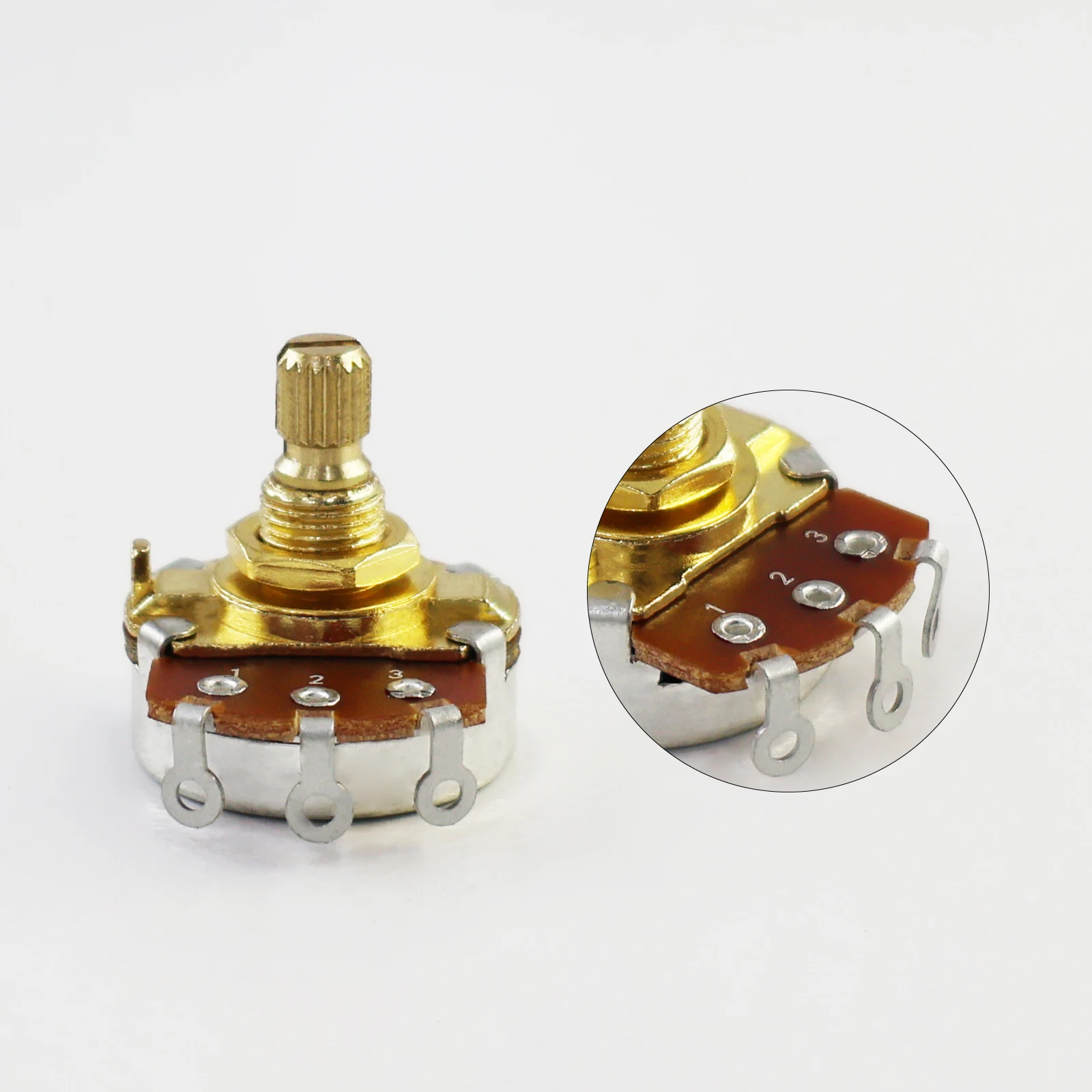 PHRILAM 4 Pack Short Guitar Potentiometers, 18-Tooth Coarse Knurled Split Shaft, 15mm Shaft, Volume Tone Control Pot