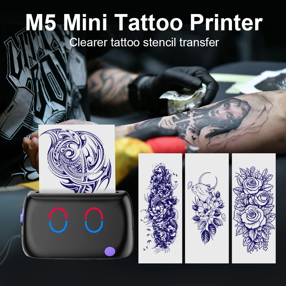 

M5 Mini Portable Tattoo Stencil Printer Thermal Tattoo Printer with Transfer Paper Wireless Bluetooth Printer Tattoo Artist