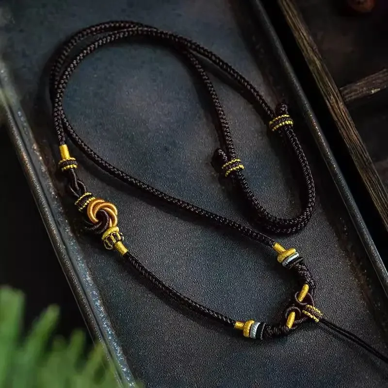 

Восьминити ручной работы Xiangyun Lucky Cloud, изумрудная нефритовая веревка, кулон, ремешок, полный узел, регулируемые подвески, веревка, ювелирные изделия