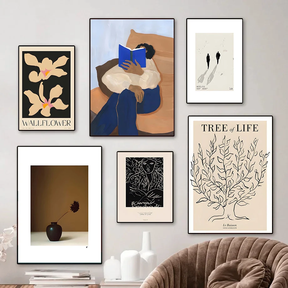 Poster su Tela Minimalista Astratto, Stampa Artistica Geometrica con Vaso di Limoni, Decorazione Vintage per Pareti, Dipinto per Camera da Letto