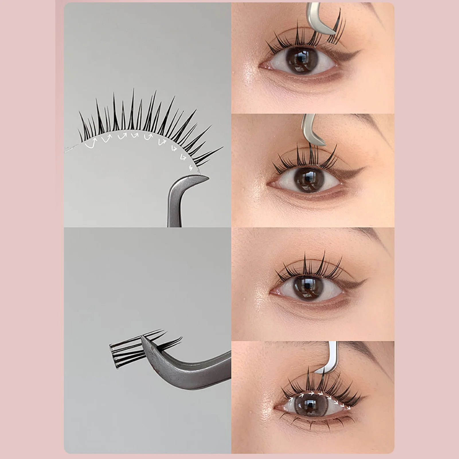 Cílios postiços naturais, Full Strip Curly, Premade Fans, Speed Eyelash Extension, Banda Transparente Lash, Little Devil Women Makeup