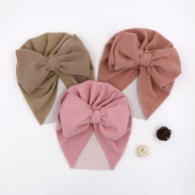Girls Big Bow Turban Hat Newborn Photography Props Infant Baby Beanie image 5