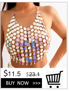 Ingesight. z einzigartige Big Star Pailletten Quaste Mini Top und Rock Frauen sexy Bikini Taille Kette Körpers chmuck Festival Rave Outfit – Detail 11