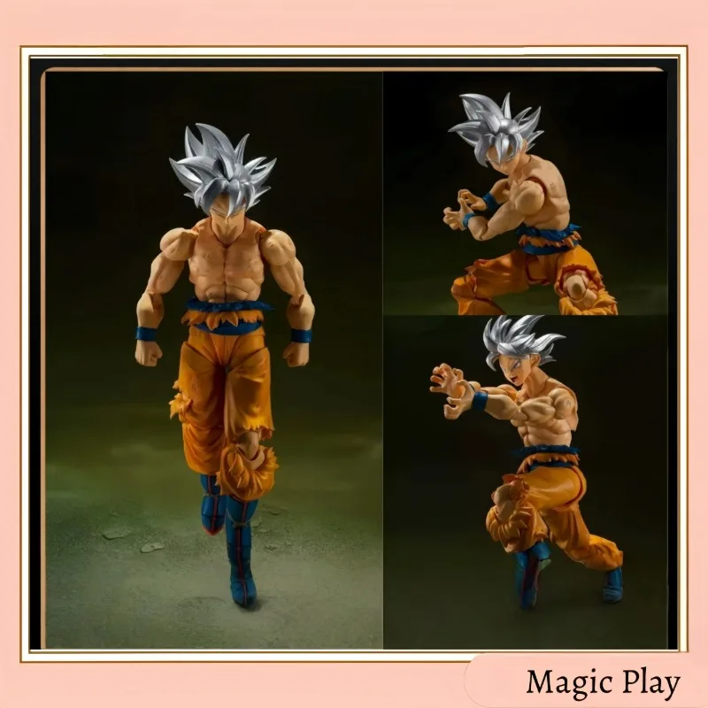 Figura de Acción de Goku Ultra Instinto con Cabello Plateado de Anime DBZ, Articulaciones Articuladas SHF, Efecto LED, Juguete Coleccionable de Escritorio para Adultos