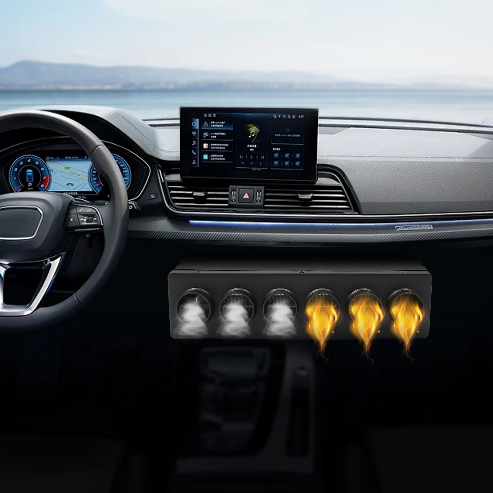 12V 냉온 겸용 에어컨 증발기 3단 속도 3-8 ° 차량 온도 조절용 조절 가능한 65dB 저소음 258CFM